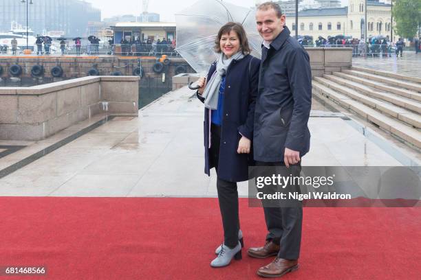 President of Iceland Gudni Johannesson and First Lady of Iceland Eliza Jean Reid attend a lunch on the Norwegian Royal yatch "Norge" to celebrate the...