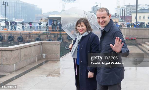 President of Iceland Gudni Johannesson and First Lady of Iceland Eliza Jean Reid attend a lunch on the Norwegian Royal yatch "Norge" to celebrate the...
