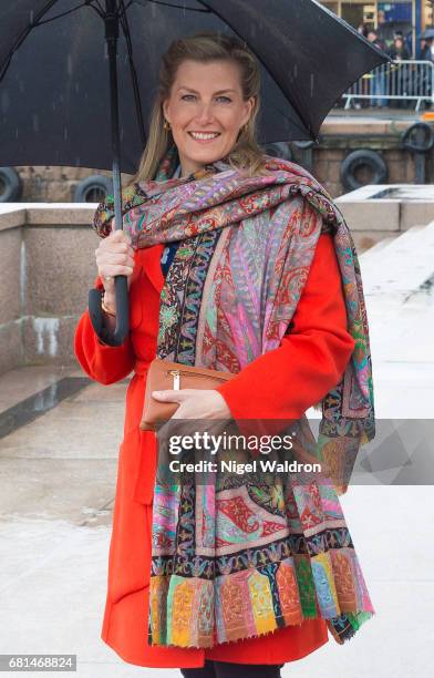 Sophie, Countess of Wessex attends a lunch on the Norwegian Royal yatch "Norge" to celebrate the 80th birthdays of King Harald of Norway and Queen...
