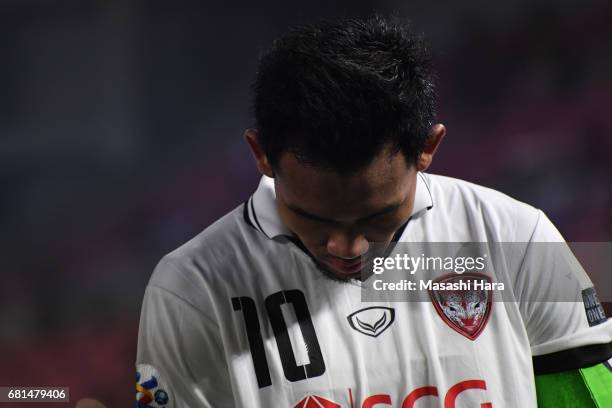 Teerasil Dangda of Muangthong United looks on after the AFC Champions League Group E match between Kashima Antlers and Muangthong United at Kashima...