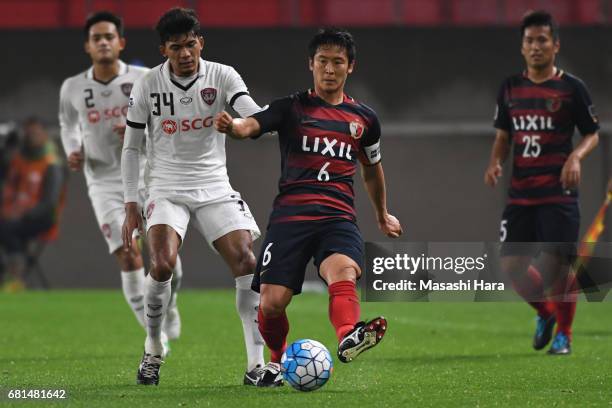 Ryota nagaki of Kashima Antlers in action during the AFC Champions League Group E match between Kashima Antlers and Muangthong United at Kashima...