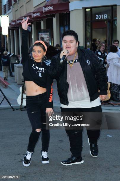 Recording artists Jovan Armand and Laci Kay perform at Mother's Day Night Out Concert at Surf City Nights on May 9, 2017 in Huntington Beach,...