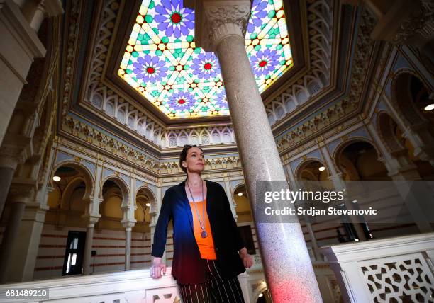 Actress Aglaia Szyszkowitz are seen on set during the shooting of the new documentary series 'Guardians of Heritage - Hueter der Geschichte' by...