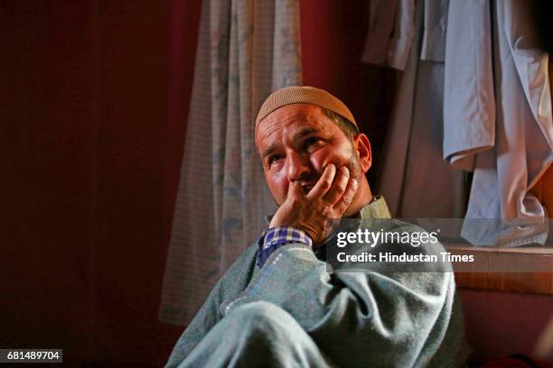 Fayaz Ahmed, father of Umar Fayaz Parray, a Lieutenant-rank Army officer, at his home in Kulgam after the burial of Umar at Sudsun Yaripora village,...