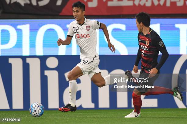 Mongkol Thosakrai of Muangthong United in action during the AFC Champions League Group E match between Kashima Antlers and Muangthong United at...