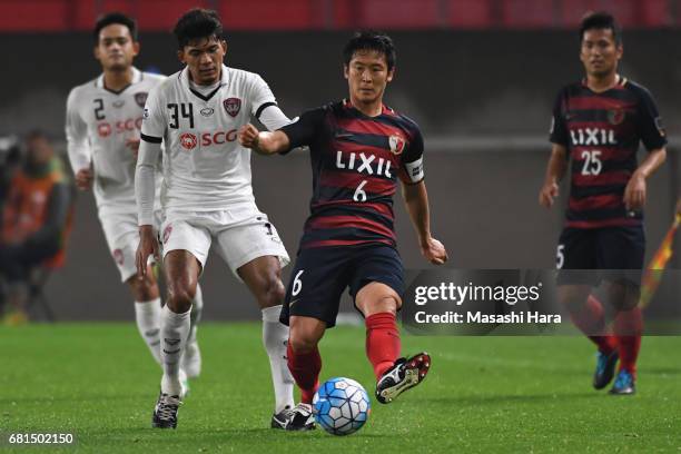 Ryota nagaki of Kashima Antlers in action during the AFC Champions League Group E match between Kashima Antlers and Muangthong United at Kashima...
