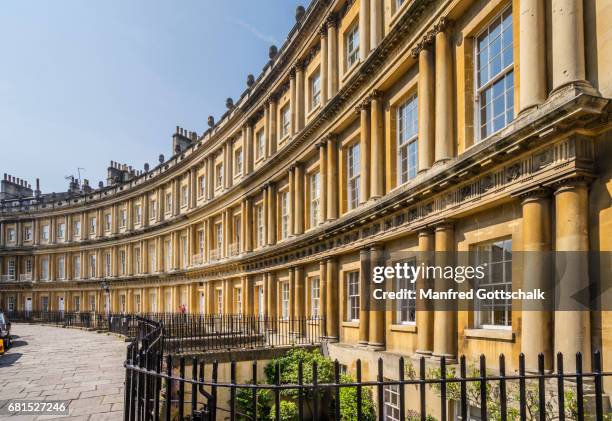 the circus townhouses city of bath - bath stock pictures, royalty-free photos & images