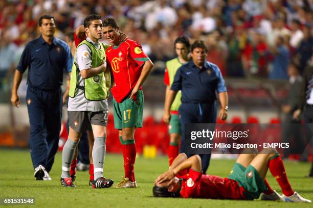 Portugal's Cristiano Ronaldo cries at the final whistle