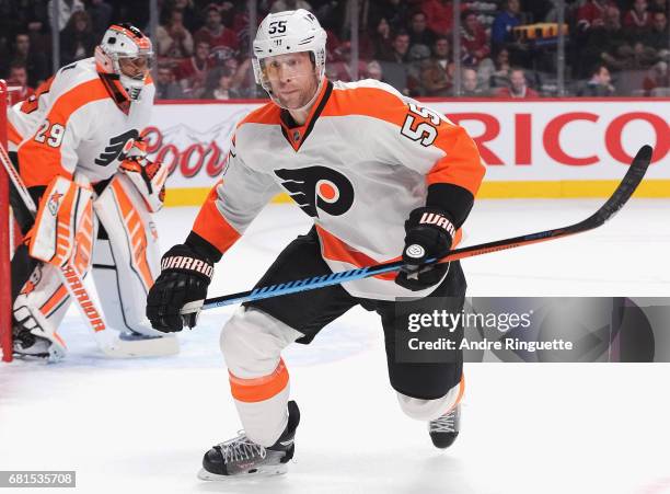 Samuel Morin of the Philadelphia Flyers plays in the game against the Montreal Canadiens at the Bell Centre on November 15, 2014 in Montreal, Quebec,...