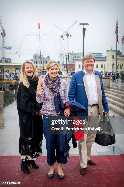 King Willem-Alexander, Queen Maxima and Princess Mabel of Orange-Nassau attend a lunch on the Royal yatch, Norge, on the ocassion of the celebration...