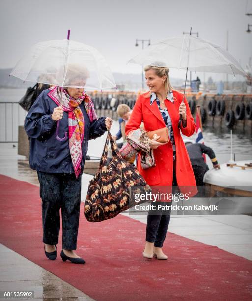 Princess Beatrix of The Netherlands and Sophie, Countess of Wessex attend a lunch on the Royal yatch, Norge, on the ocassion of the celebration of...