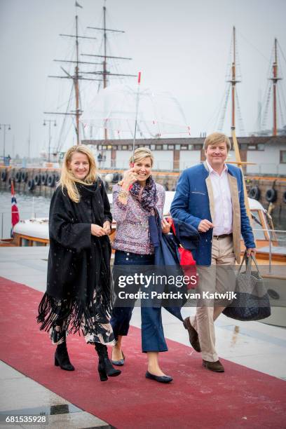 King Willem-Alexander, Queen Maxima and Princess Mabel of Orange-Nassau attends a lunch on the Royal yatch, Norge, on the ocassion of the celebration...