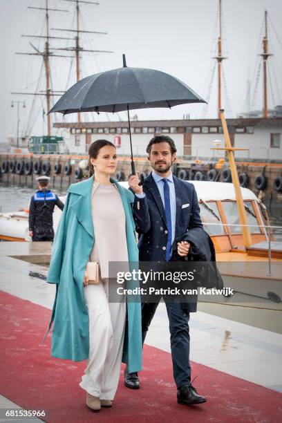 Prince Carl Philip and Princess Sofia of Sweden attend a lunch on the Royal yatch, Norge, on the ocassion of the celebration of King Harald and Queen...