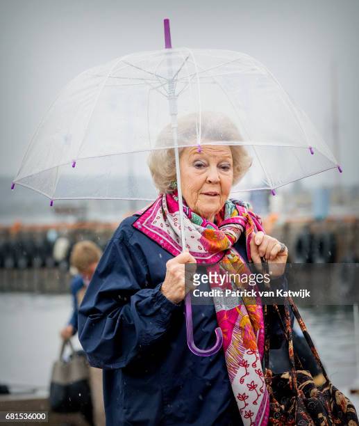 Princess Beatrix of The Netherlands attends a lunch on the Royal yatch, Norge, on the ocassion of the celebration of King Harald and Queen Sonja of...