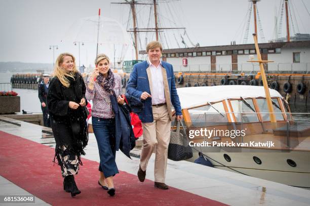 King Willem-Alexander, Queen Maxima and Princess Mabel of Orange-Nassau attends a lunch on the Royal yatch, Norge, on the ocassion of the celebration...