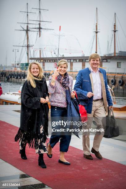 King Willem-Alexander, Queen Maxima and Princess Mabel of Orange-Nassau attend a lunch on the Royal yatch, Norge, on the ocassion of the celebration...