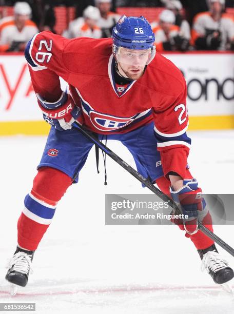 Jiri Sekac of the Montreal Canadiens plays in the game against the Philadelphia Flyers at the Bell Centre on November 15, 2014 in Montreal, Quebec,...