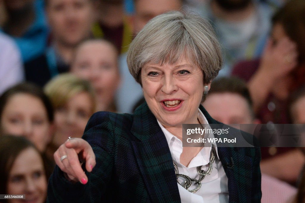 Theresa May Visits Mansfield On The Campaign Trail