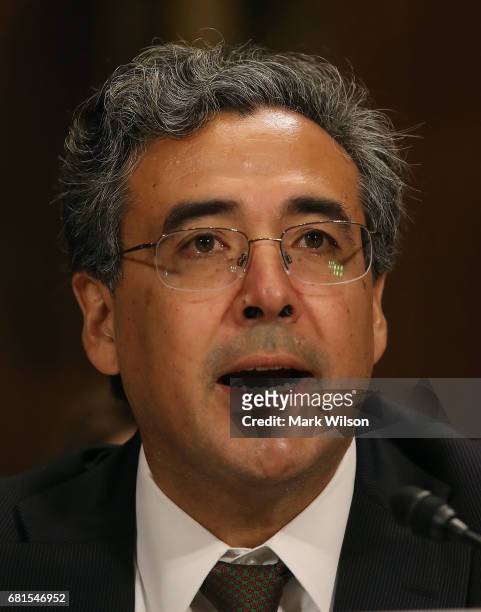 Solicitor General nominee, Noel Francisco speaks during his Senate Judiciary Committee confirmation hearing on Capitol Hill, on May 10, 2017 in...