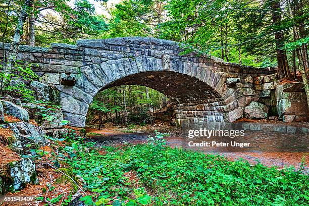 stone bridge in acadia national park,maine - arch bridge stock pictures, royalty-free photos & images