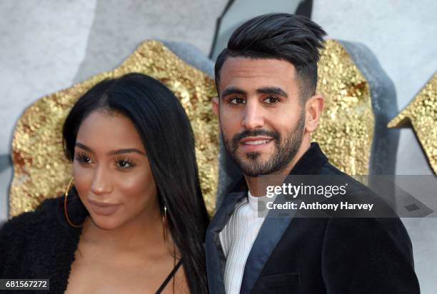 Rita Johal and Riyad Mahrez attend the "King Arthur: Legend of the Sword" European premiere at Cineworld Empire on May 10, 2017 in London, United...