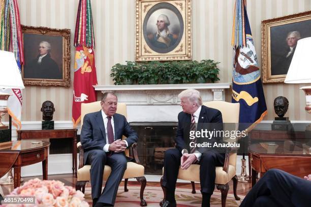 President Donald Trump and Russia's Foreign Minister Sergei Lavrov meet at the Oval Office of White House in Washington, D.C., United States on May...