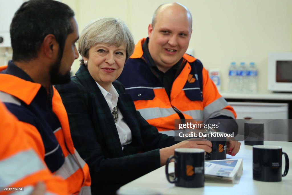 Theresa May Visits British Steel On The Campaign Trail