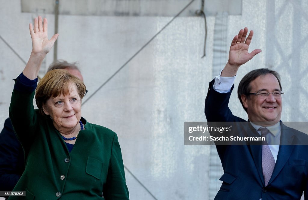 Angela Merkel Campaigns For The CDU In North Rhine-Westphalia State Elections