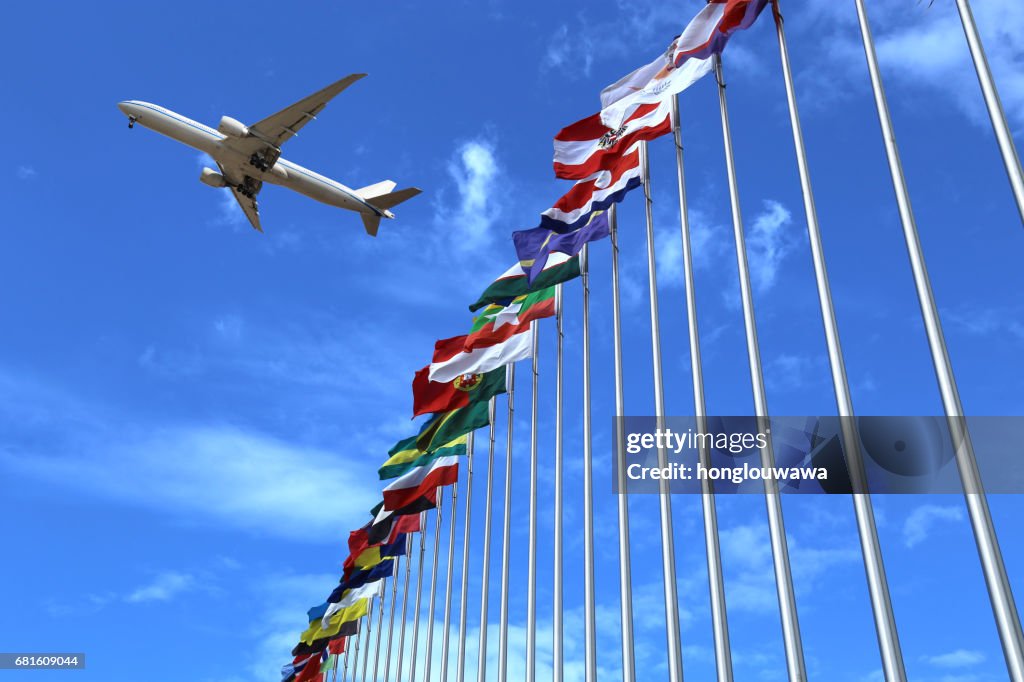Flags and plane