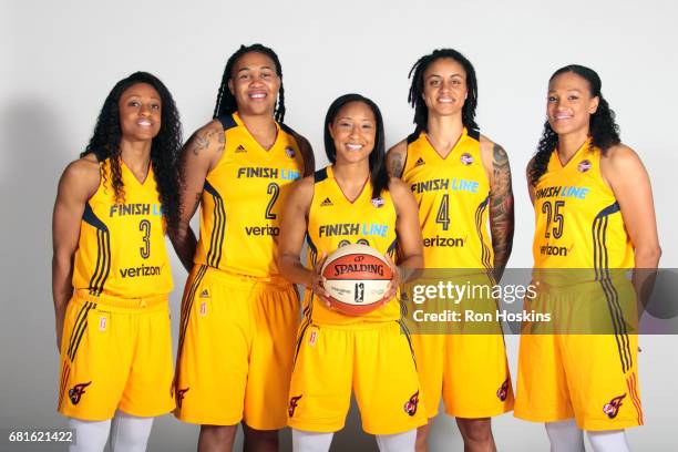 Tiffany Mitchell, Erlana Larkins, Briann January, Candice Dupree, and Marissa Coleman poses for a portrait during Media Day at Bankers Life...