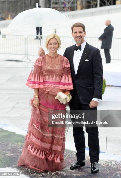 Crown Prince Pavlos and Crown Princess Marie Chantal of Greece are seen arriving at the Opera House on the occasion of the celebration of King Harald...