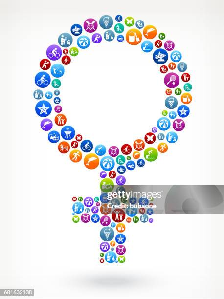 female sign summer family fun vector button pattern - girls volleyball stock illustrations