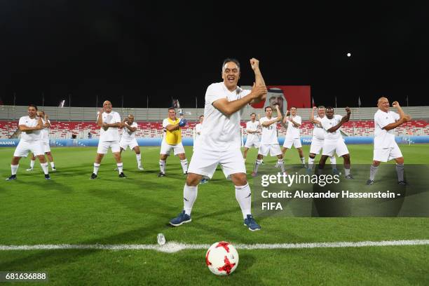 Oceania Football Confederation General Secretary Nicholas Tai performes a haka with his team prior to the FIFA Football Tournament , ahead of the...