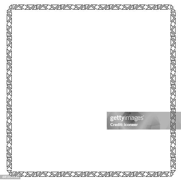 ornament border retro style square white background - art deco border stock illustrations