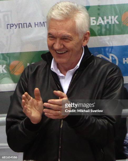 Russian billionaire and businessman Gennady Timchenko attends a gala match of the Night Hockey League teams at the Bolshoy ice arena at Black Sea...