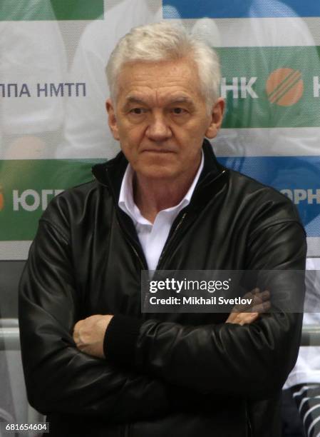 Russian billionaire and businessman Gennady Timchenko attends a gala match of the Night Hockey League teams at the Bolshoy ice arena at Black Sea...