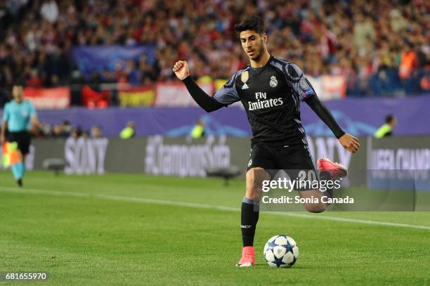 Asensio, #20 of Real Madrid during the UEFA Champions League quarter final first leg match between Club Atletico de Madrid and Real Madrid CF at...