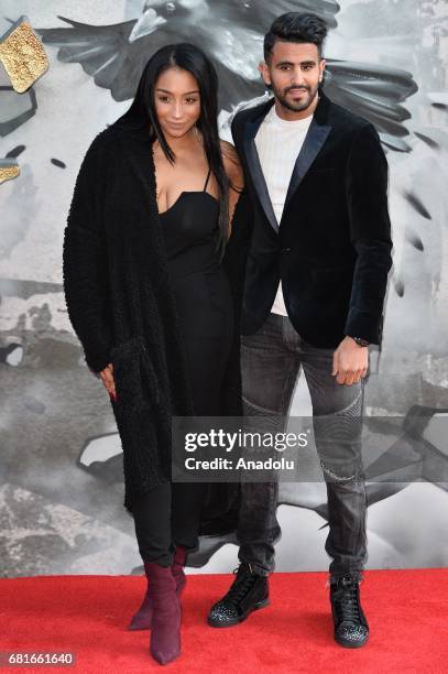 Rita Mahrez and Leicester City footballer Riyad Mahrez attends the European film premiere of King Arthur: Legend Of The Sword in London, England on...