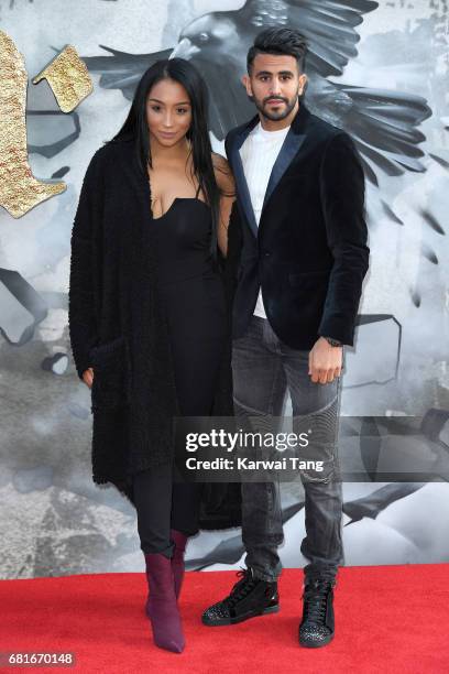 Rita Mahrez and Riyad Mahrez attend the European premiere of "King Arthur: Legend of the Sword" at Cineworld Empire on May 10, 2017 in London, United...