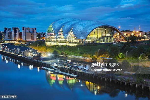 elevated view of the sage concert hall - gateshead stock pictures, royalty-free photos & images