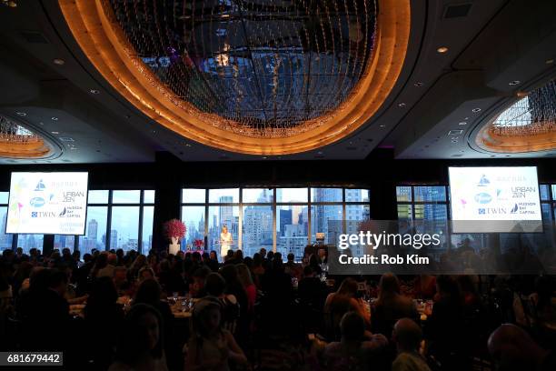 Mistress of Ceremonies Dr. Jennifer Ashton speaks onstage at the Solving Kids' Cancer Spring Celebration: 10 Years Of Hope And Healing at Mandarin...