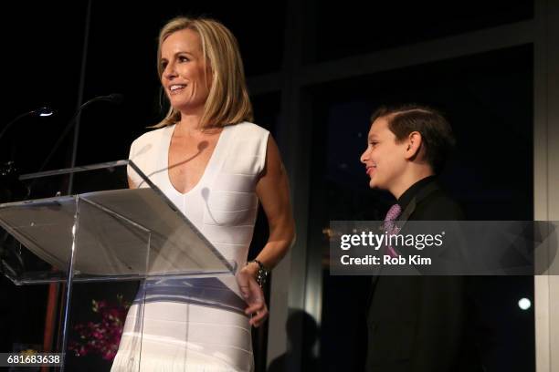 Mistress of Ceremonies Dr. Jennifer Ashton and Luca Padovan speak onstage at the Solving Kids' Cancer Spring Celebration: 10 Years Of Hope And...