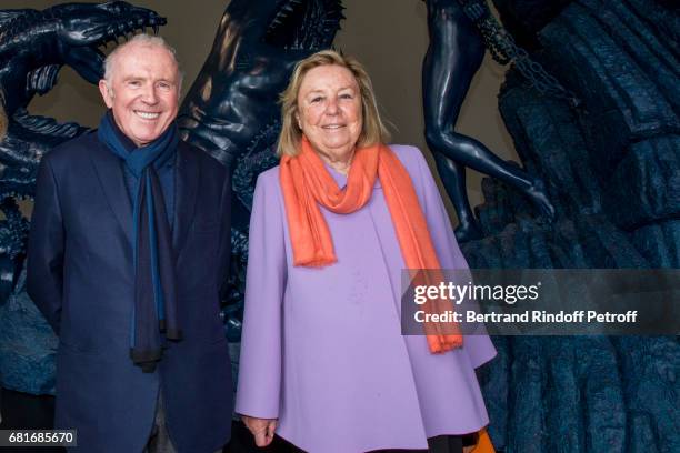 Francois Pinault and wife Maryvonne Pinault attend Damien Hirst's exibition at Pallazzo Grassi during the 57th Venice Biennale on May 10, 2017 in...