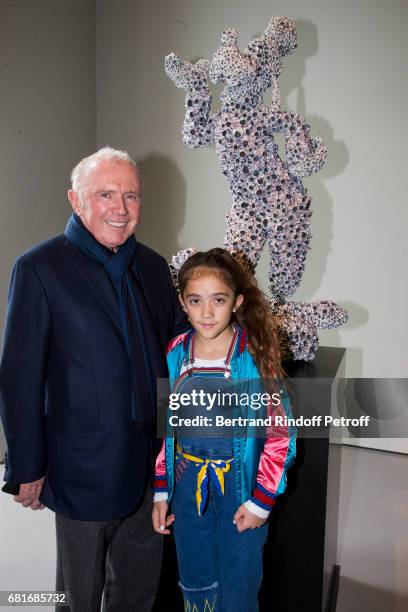 Francois Pinault and Valentina Pinault attend Damien Hirst's exibition at Punta Della Dogana during the 57th Venice Biennale on May 10, 2017 in...