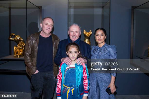 Francois Henri Pinault, Francois Pinault, Valentina Pinault and Salma Hayek attend Damien Hirst's exibition at Punta Della Dogana during the 57th...