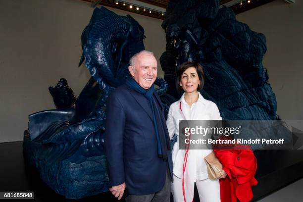 Francois Pinault and Dina Kawar attend Damien Hirst's exibition at Pallazzo Grassi during the 57th Venice Biennale on May 10, 2017 in Venice, Italy.