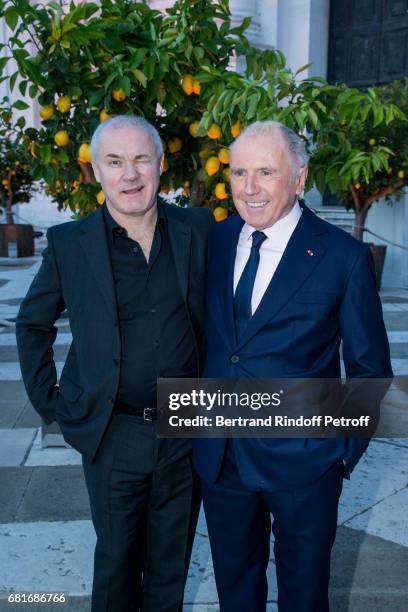 Damien Hirst and Francois Pinault attend the Cini party during the 57th International Art Biennale on May 10, 2017 in Venice, Italy.