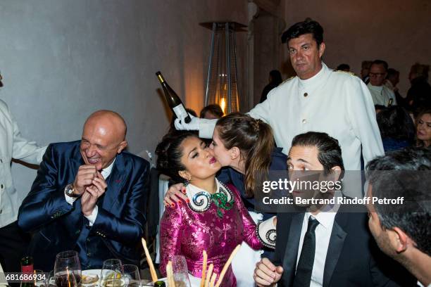 Salma Hayek, Charlotte Casiraghi and Adrien Brody attend the Cini party during the 57th International Art Biennale on May 10, 2017 in Venice, Italy.