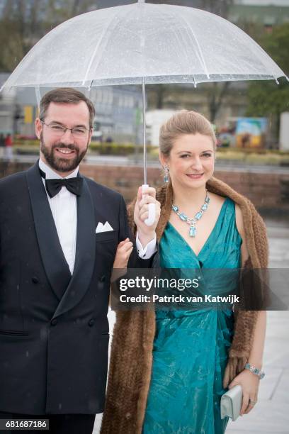 Hereditary Grand Duke Guillaume and Hereditary Grand Duchess Stephanie of Luxembourg arrive at the Opera House on the ocassion of the celebration of...