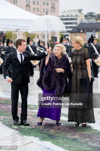 Princess Beatrix and Princess Mabel of Orange-Nassau arrive at the Opera House on the ocassion of the celebration of King Harald and Queen Sonja of...